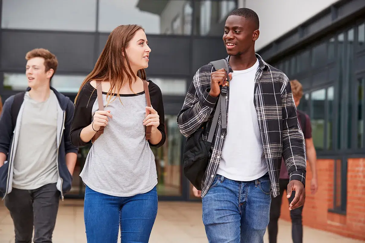 Let's Talk Data Teens walking to class