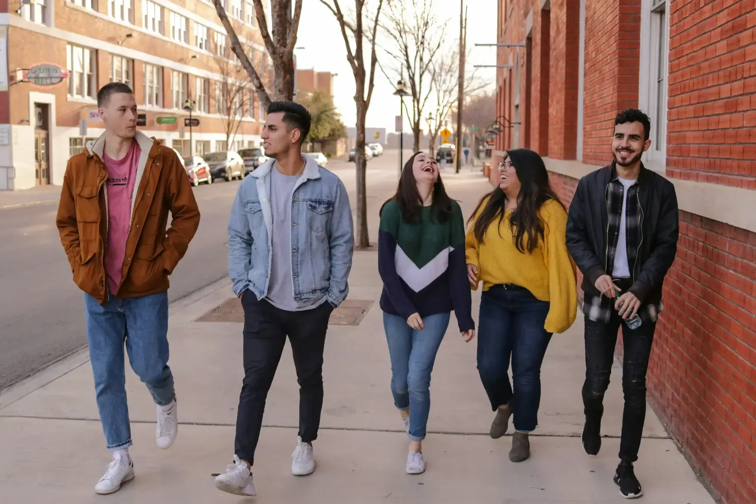 Group of friends walking together
